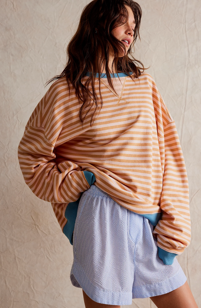 Dames Sweatshirt met Strepen en Contrasterende Accenten