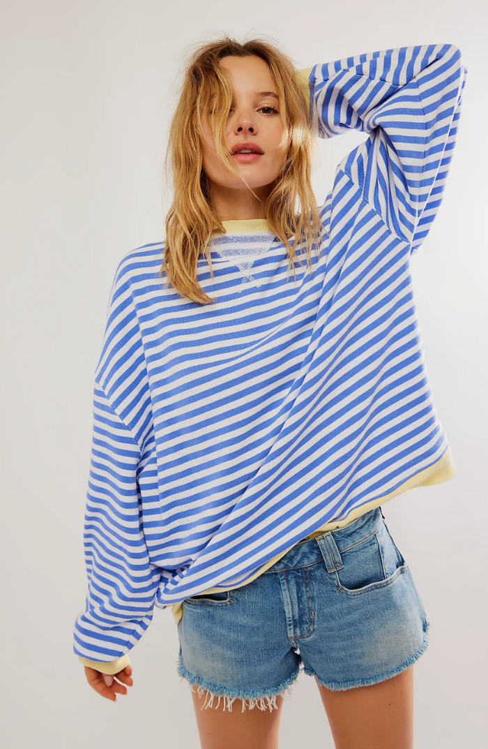 Dames Sweatshirt met Strepen en Contrasterende Accenten