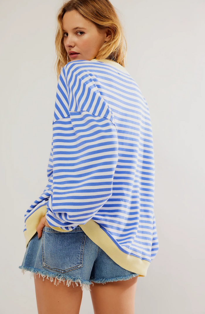 Dames Sweatshirt met Strepen en Contrasterende Accenten