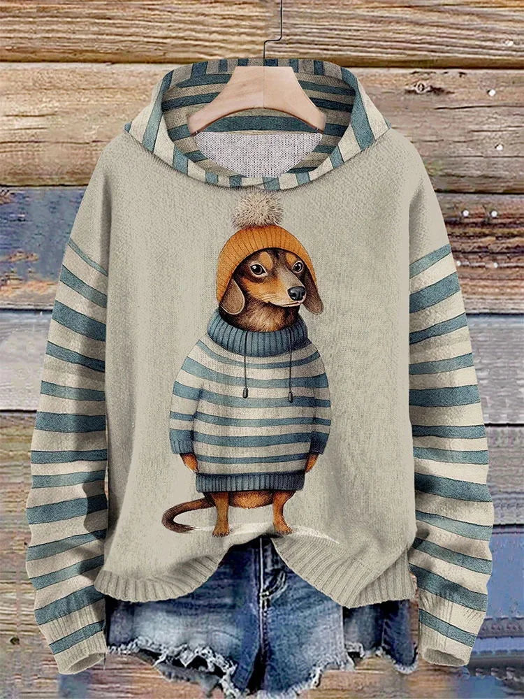 Hoodie voor Dames – Met Hond en Capuchon