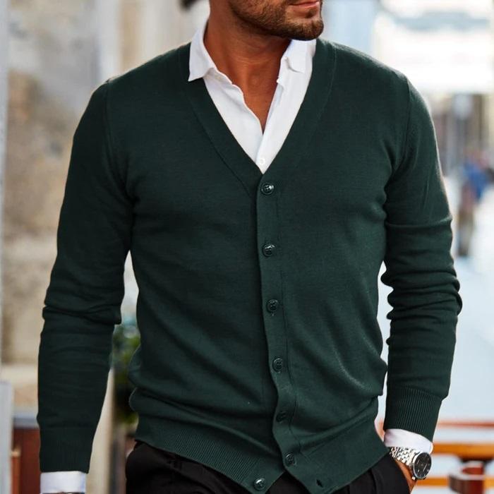 Heren Cardigan Vest – Gebreid met Lange Mouwen