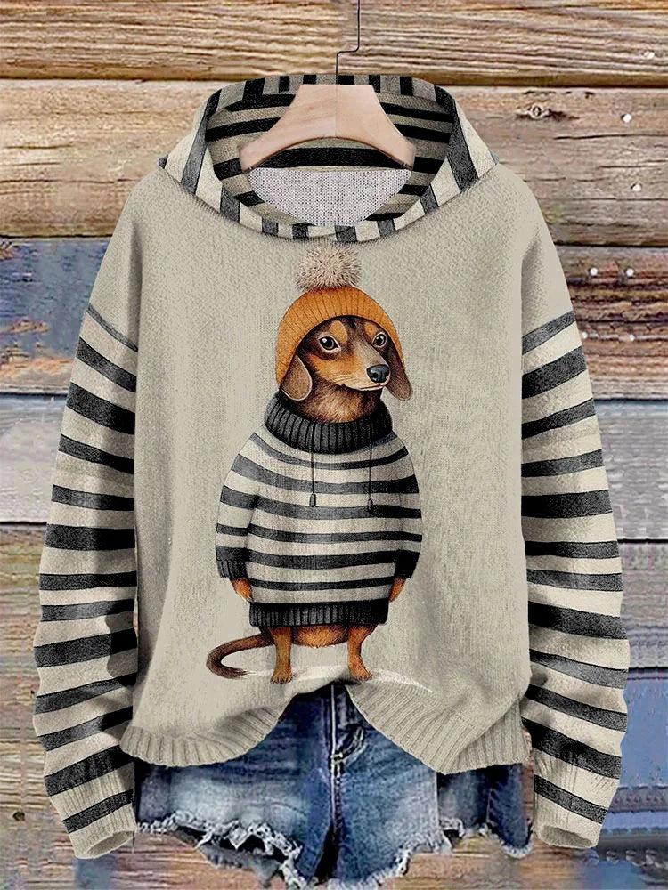 Hoodie voor Dames – Met Hond en Capuchon