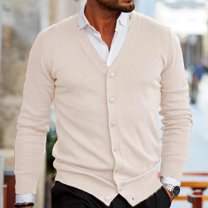 Heren Cardigan Vest – Gebreid met Lange Mouwen
