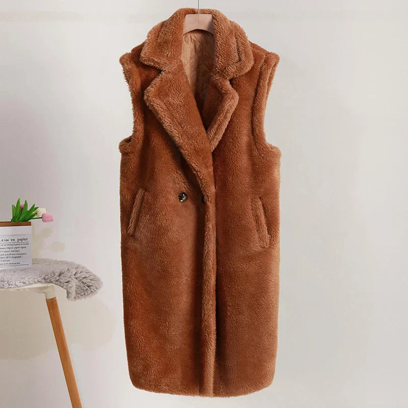 Teddy Mantel zonder Mouwen voor Dames – Warm