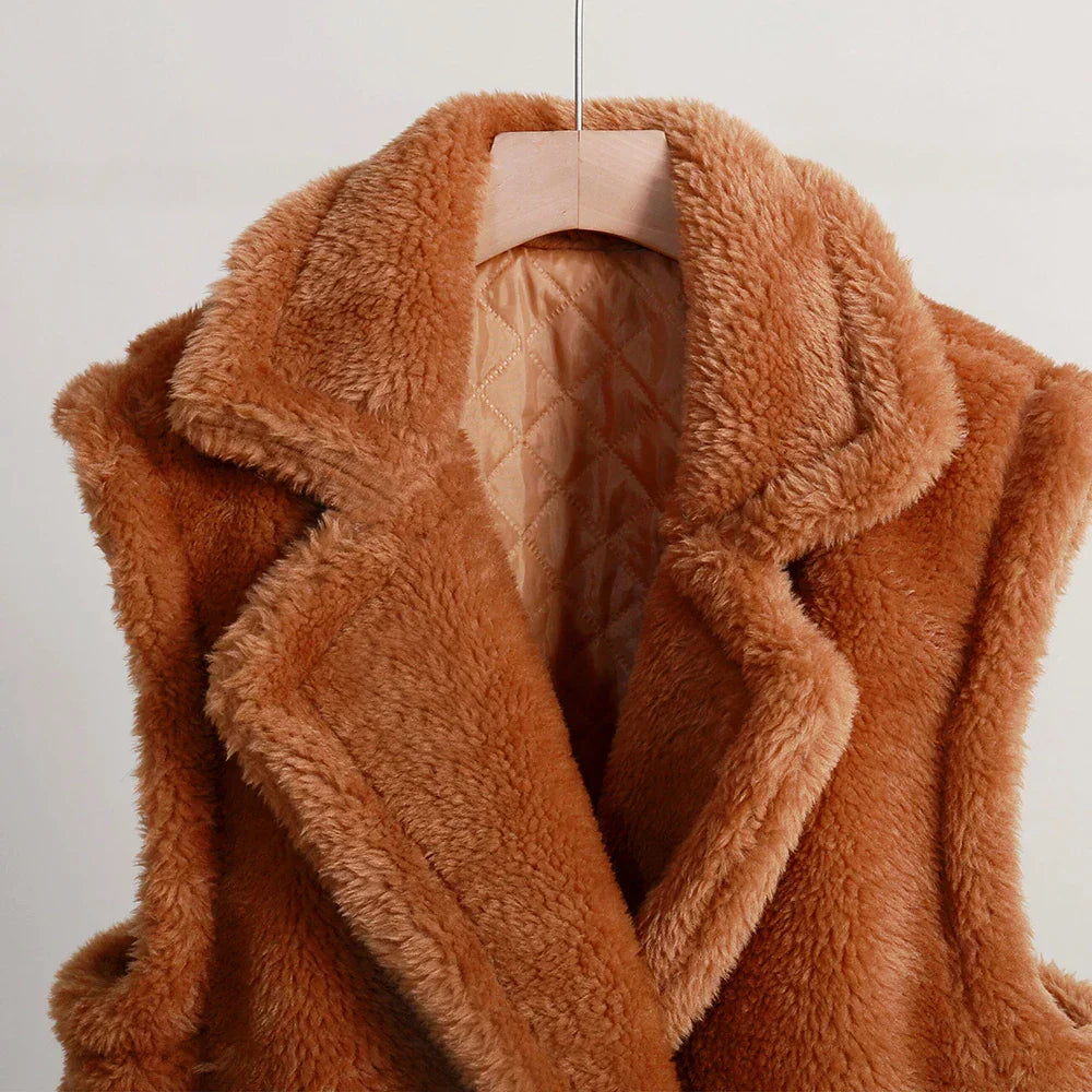 Teddy Mantel zonder Mouwen voor Dames – Warm