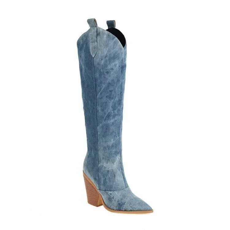 Modieuze Blauwe Lange Laarzen - Dames