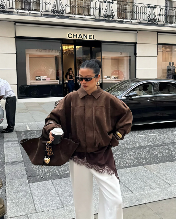 Dames Suède Leren Jas – Oversized en Warm