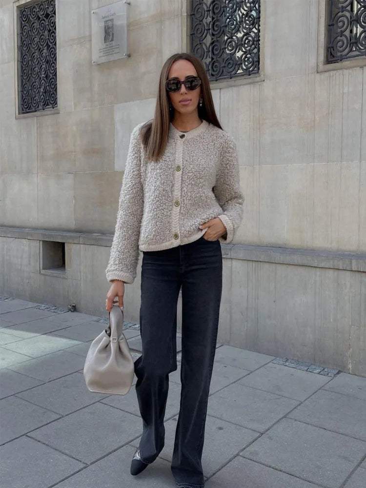 Dames Overshirt – Teddy-Stijl met Zachte Textuur