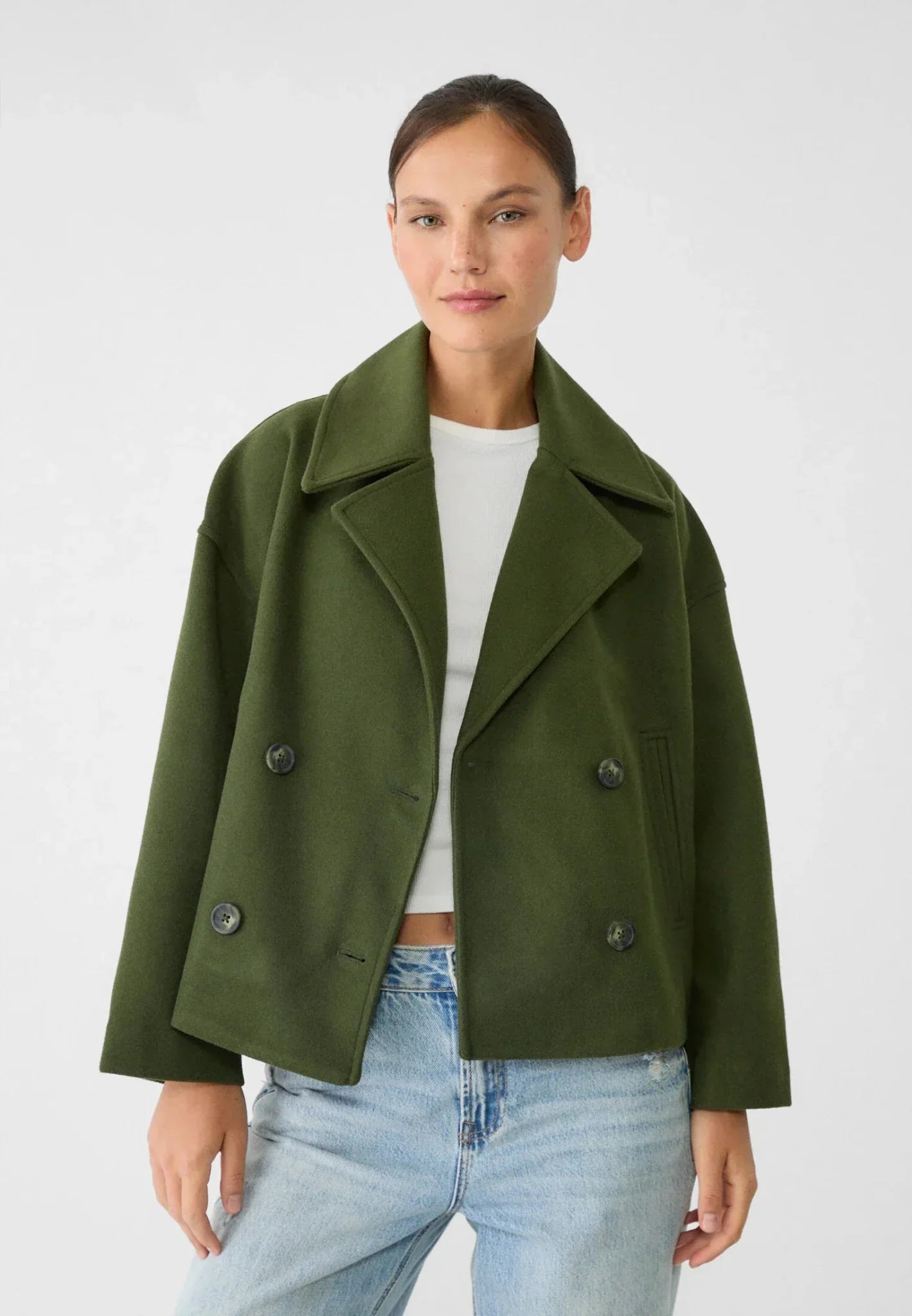 Dames Korte Jas – Dubbelrijig Model