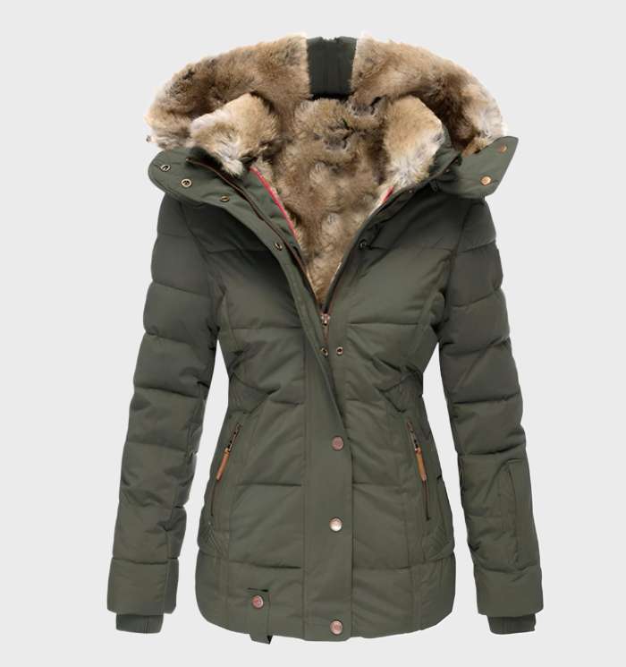 Dames Winterjas Slim Fit met Capuchon