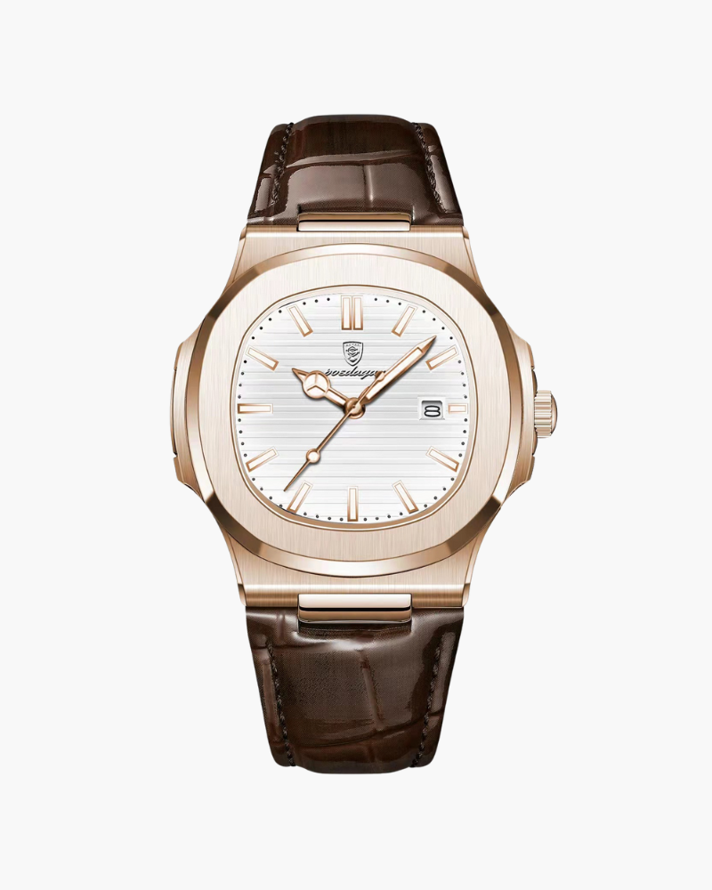 Herenhorloge met echte leren band