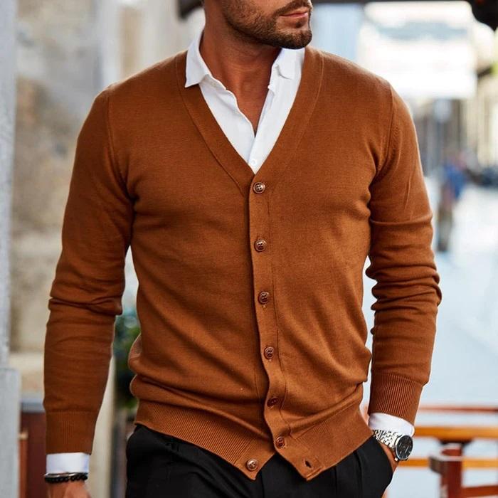 Heren Cardigan Vest – Gebreid met Lange Mouwen