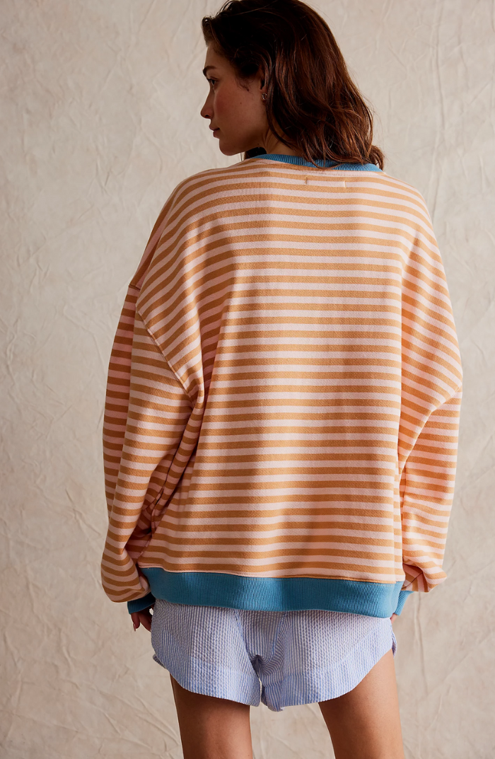 Dames Sweatshirt met Strepen en Contrasterende Accenten