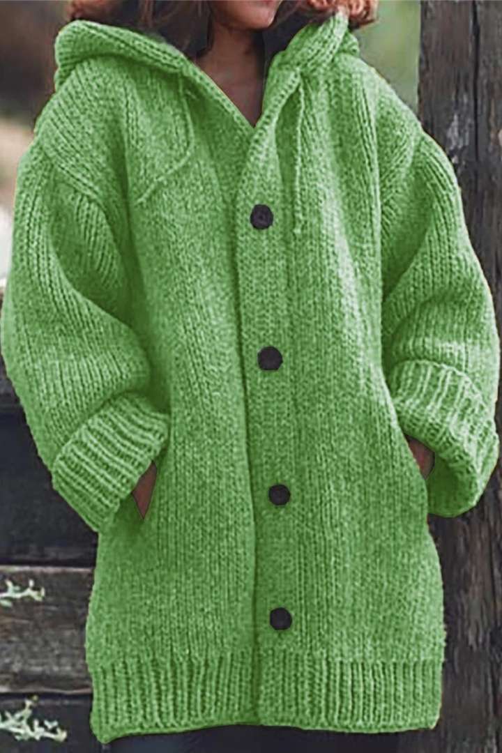 Lang Gebreid Vest voor Dames met Capuchon