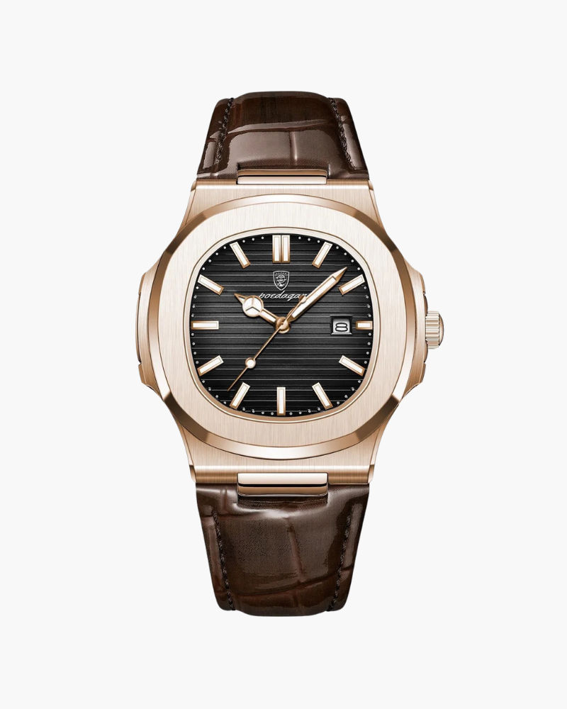 Herenhorloge met echte leren band