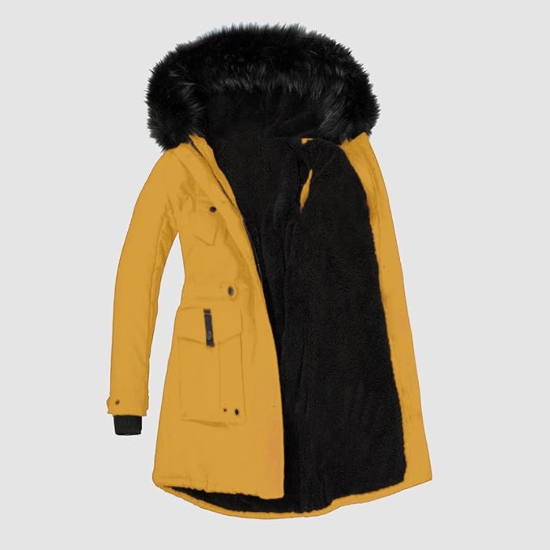 Dames Parka met Zwarte Imitatiebont
