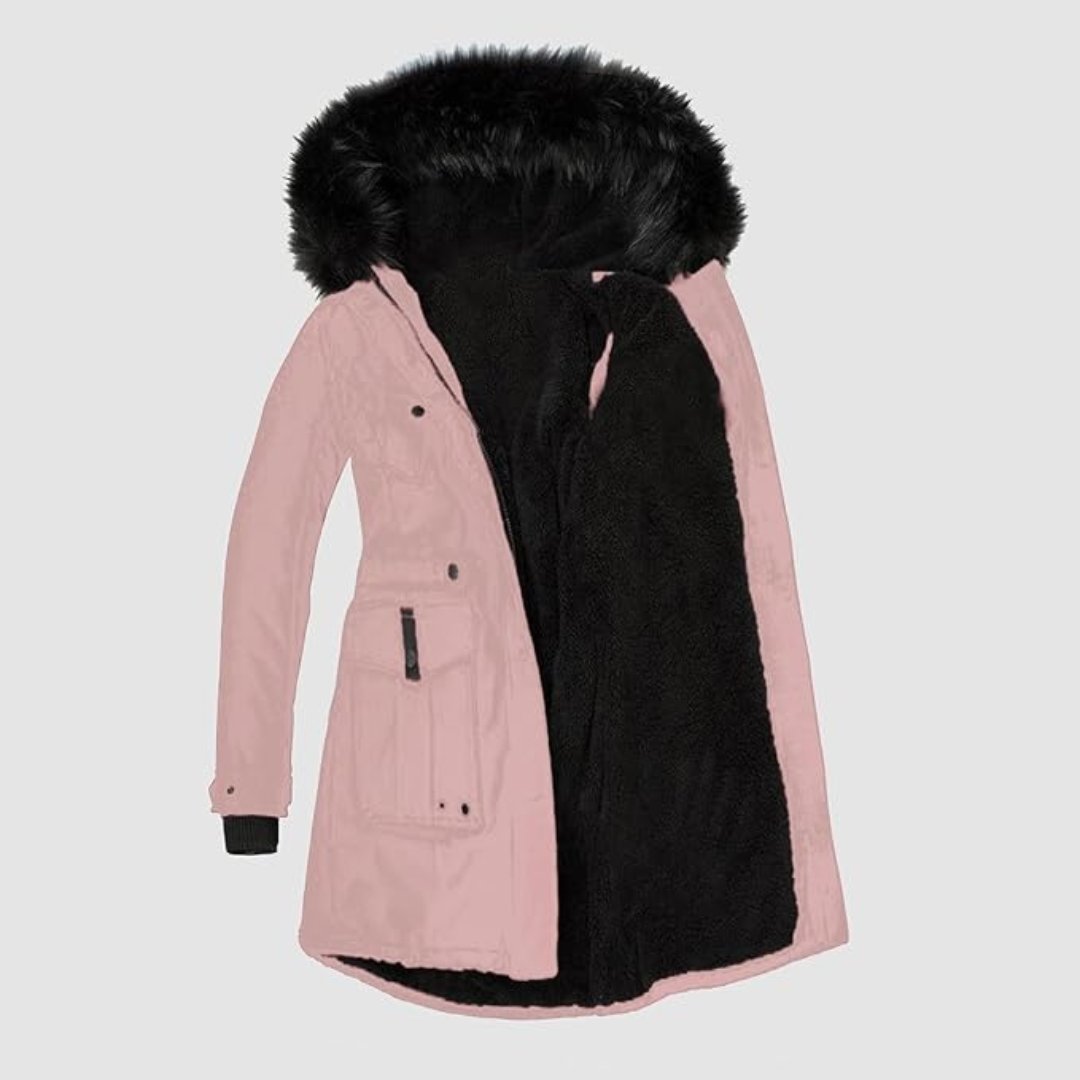 Dames Parka met Zwarte Imitatiebont
