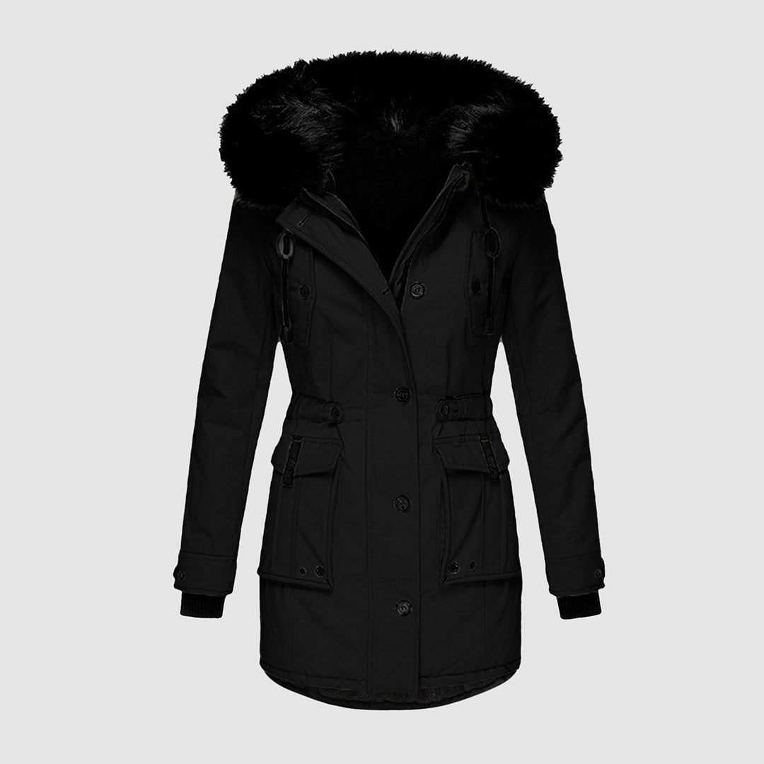 Dames Parka met Zwarte Imitatiebont