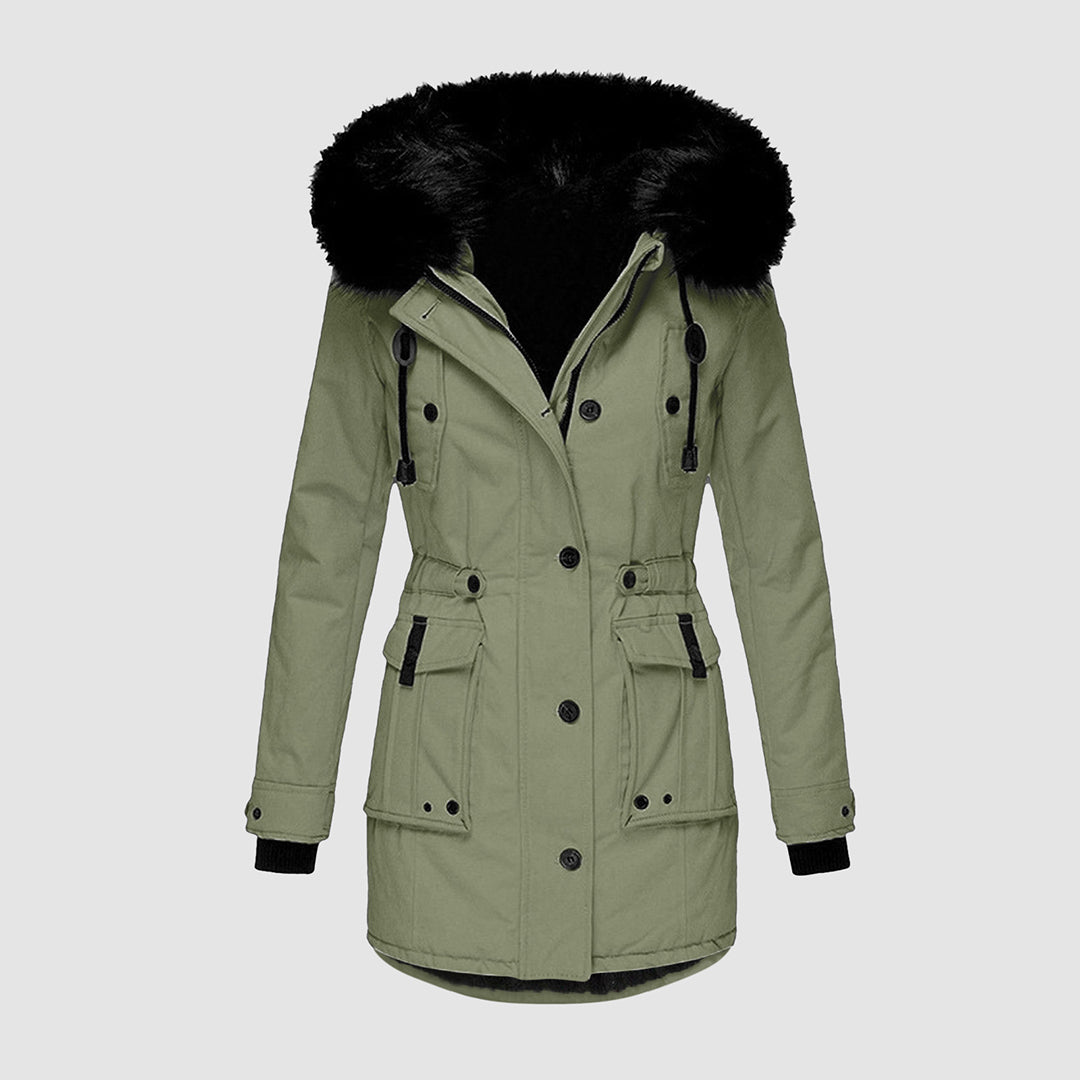 Dames Parka met Zwarte Imitatiebont