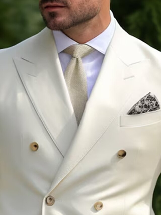 Heren Slim Fit Pak – Modern en Elegant Ivoorkleurig Kostuum voor Bruiloften