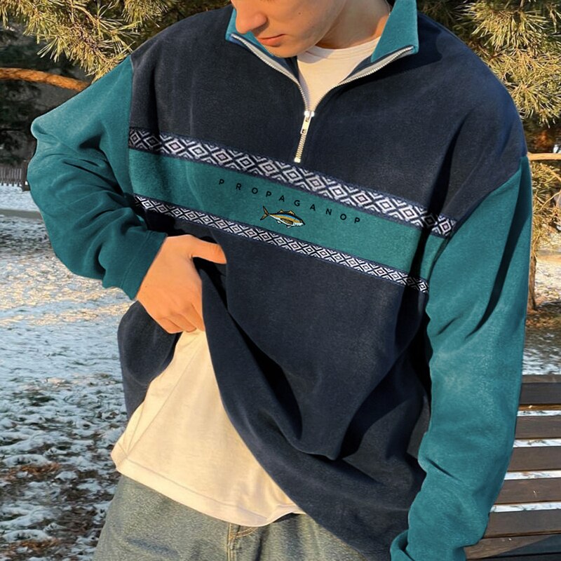 Heren Trui – Retro Zipper Model met Ritssluiting