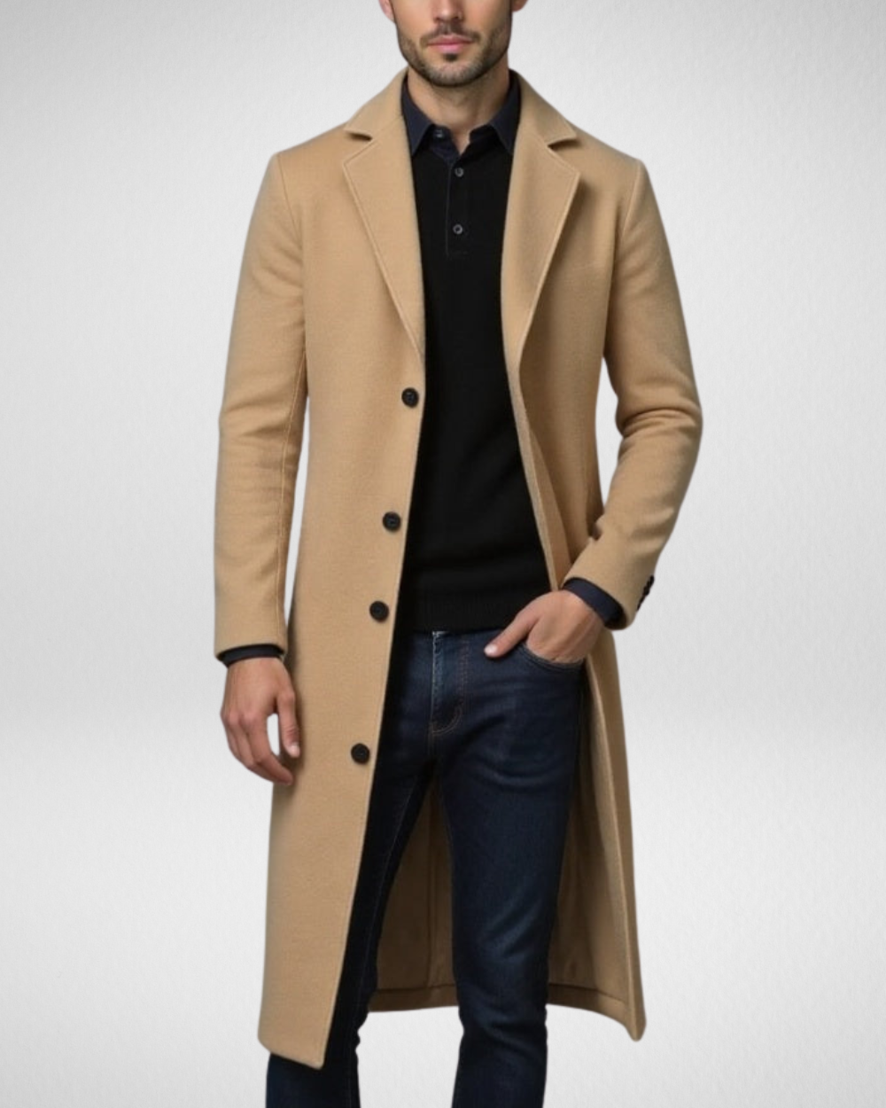 Heren Mantel – Lang Model voor Winter