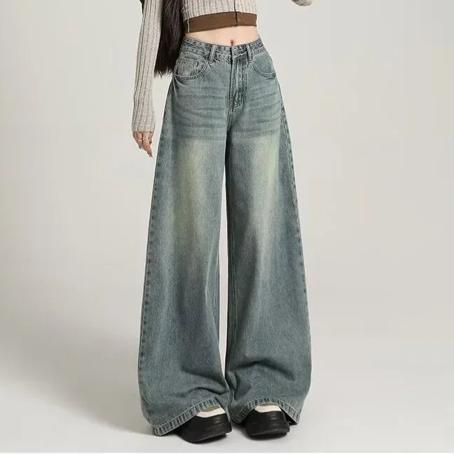 Dames Stijlvolle Baggy Jeans – Hoge Taille
