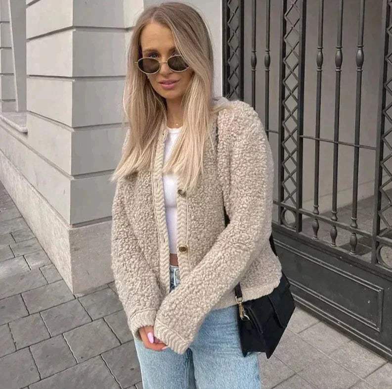 Dames Overshirt – Teddy-Stijl met Zachte Textuur