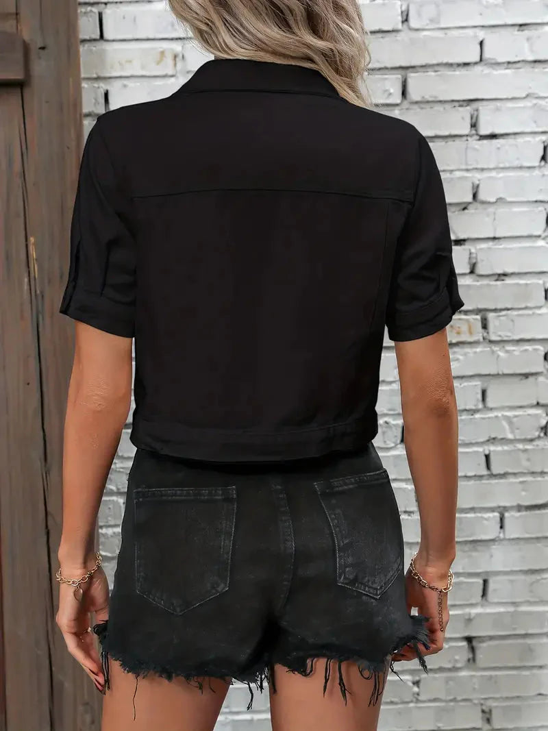 Dames Denim Overhemd – Korte Mouwen
