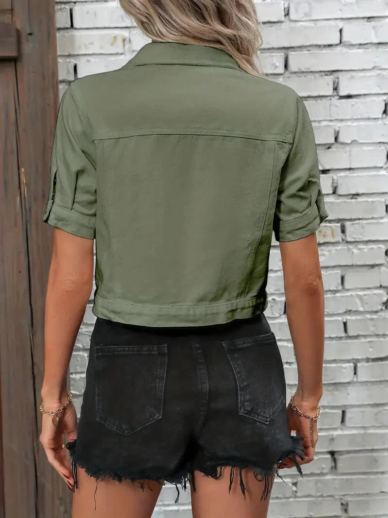 Dames Denim Overhemd – Korte Mouwen