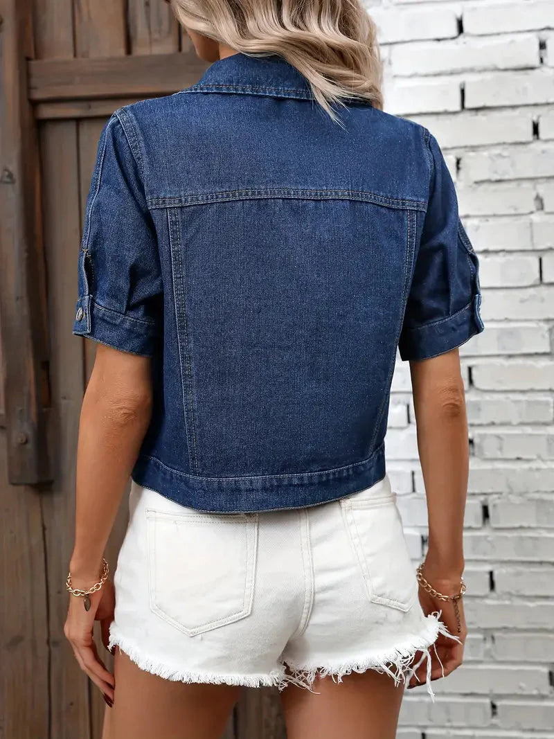 Dames Denim Overhemd – Korte Mouwen
