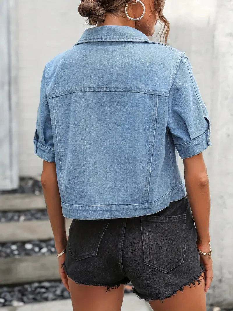 Dames Denim Overhemd – Korte Mouwen