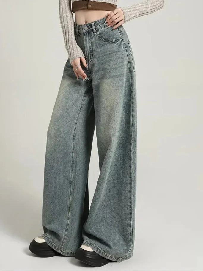 Dames Stijlvolle Baggy Jeans – Hoge Taille