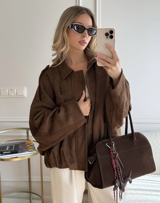 Dames Leren Jas – Oversized & Warm