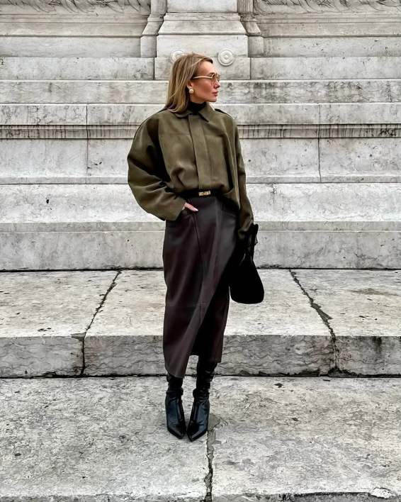 Dames Leren Jas – Oversized & Warm