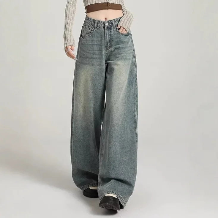 Dames Stijlvolle Baggy Jeans – Hoge Taille