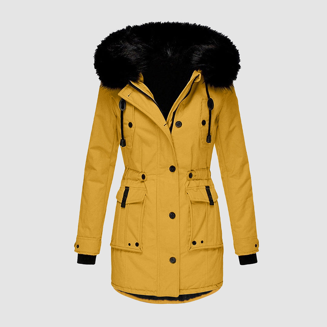 Dames Parka met Zwarte Imitatiebont