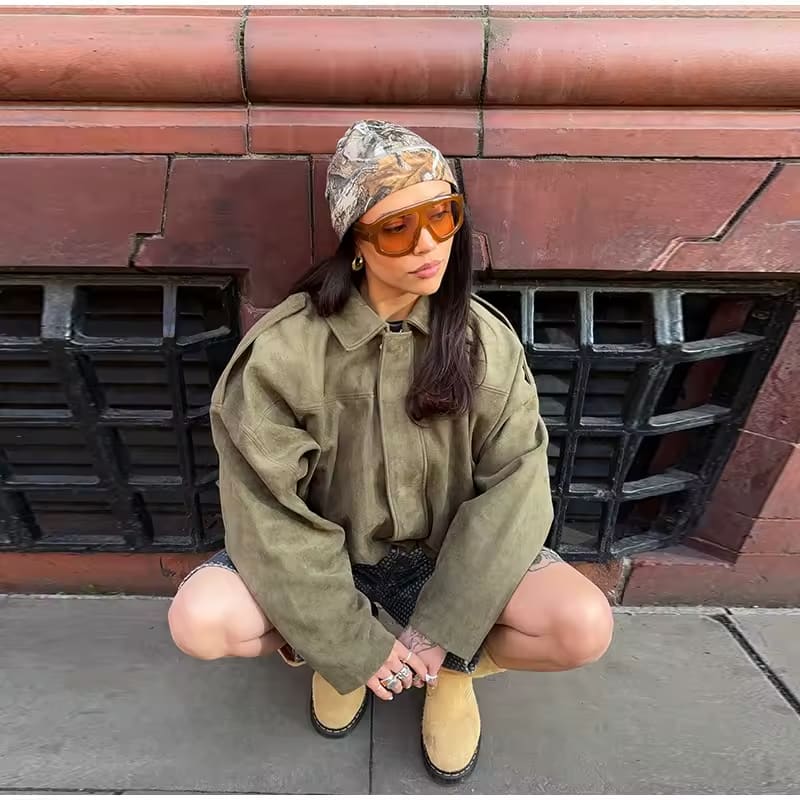 Dames Leren Jas – Oversized & Warm