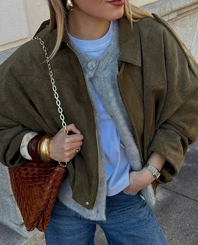 Dames Leren Jas – Oversized & Warm