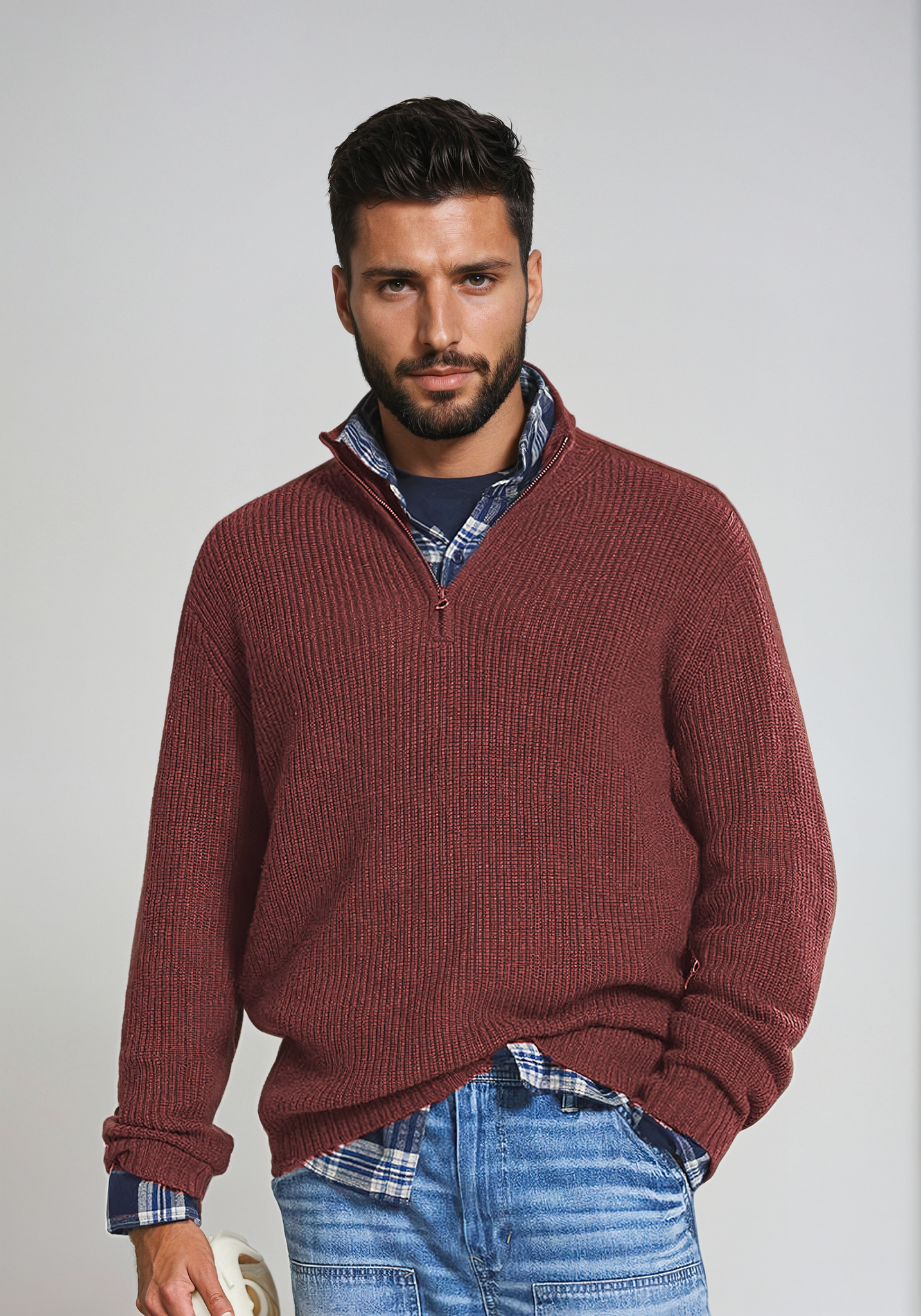 Lange Heren Zipper Trui – Warm