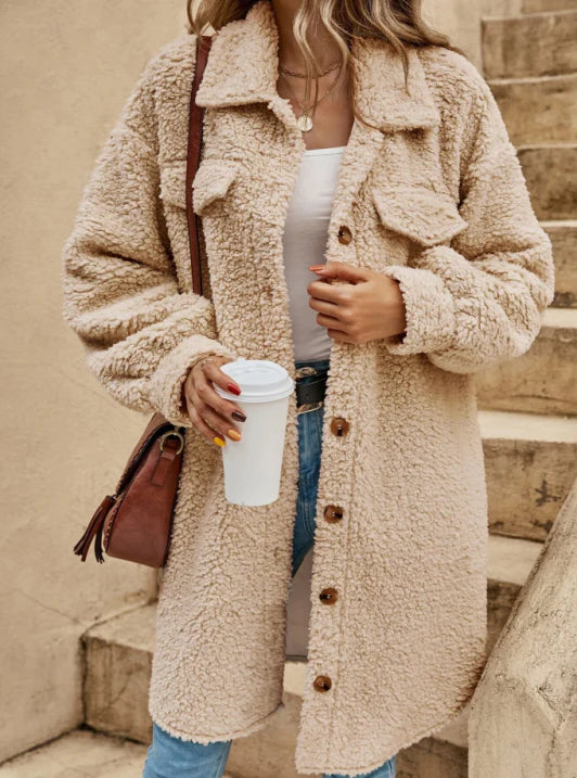 Oversized Dames Teddy Mantel – Winter